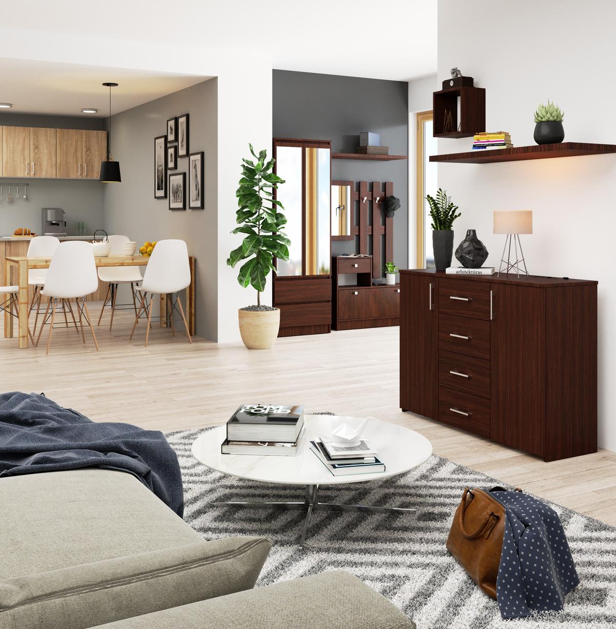 KOMMODE Dunkelbraun 80/110/35 - Dunkelbraun, Textil (110/80/35cm) - RAUMHIRSCH FURNITURE