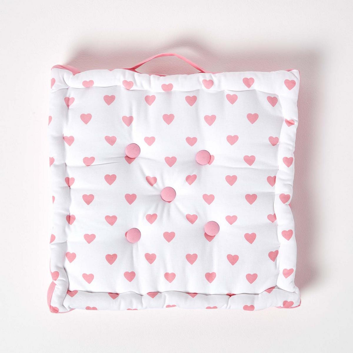 SITZKISSEN rosa Herz-Muster 50/50/10 cm - Rosa, Textil (50/50/10cm) - Homescapes