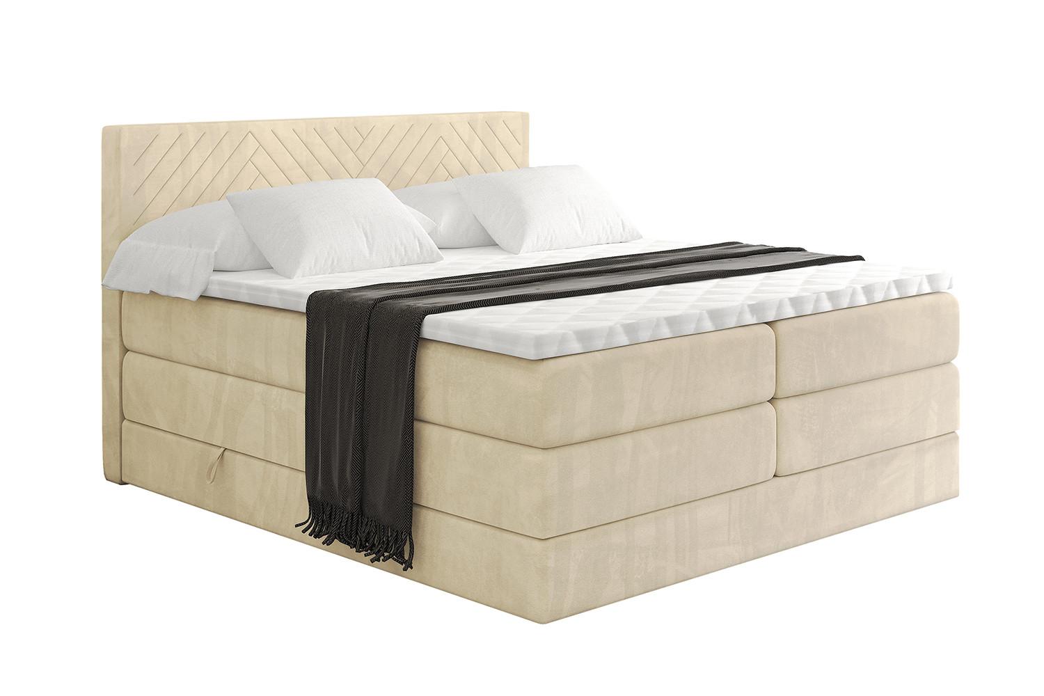 BOXSPRINGBETT mit Matratze H3|H4 und Lattenrost - VEXA KING-120x200 - Beige Monolith - Beige, Holzwerkstoff (120/200cm) - ALTDECOR