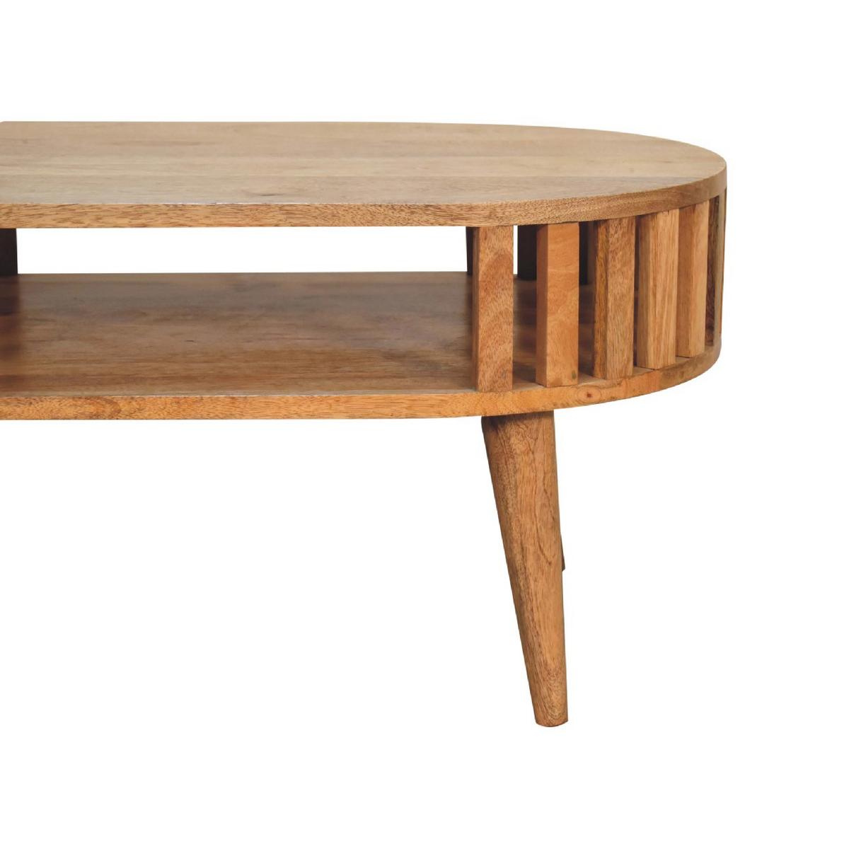 COUCHTISCH aus Massivholz, Offener Stauraum, Nordische Beine - Kastanienfarben/Messingfarben, Holz/Metall (50/80/50cm) - Artisan Furniture