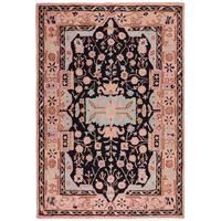 WOLLTEPPICH SOAR, mit Traditionelles Blumenmuster, Rosa-Schwarz, 160 x 230 cm - Rosa, Textil (230/160cm) - KADIMA DESIGN