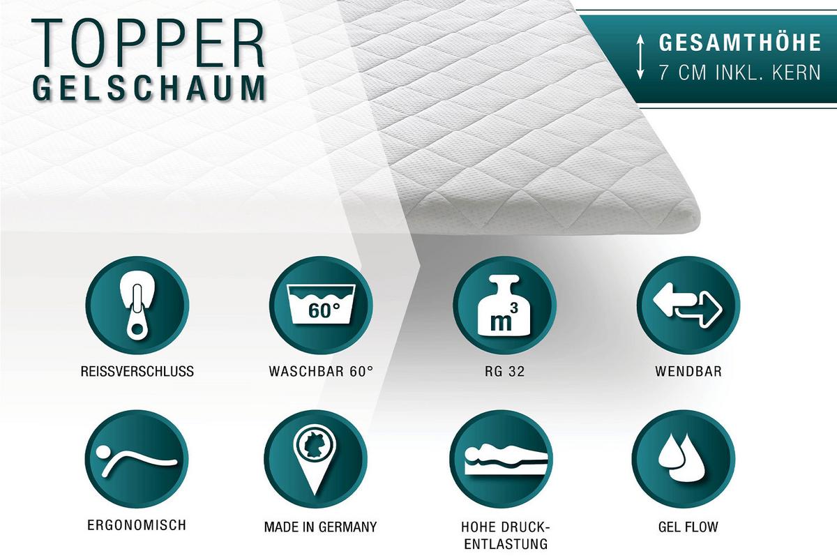 TOPPER SENCE-ICE GEL SCHAUM SOLO Weiß - Weiß, Textil (180/200cm) - KAWOLA