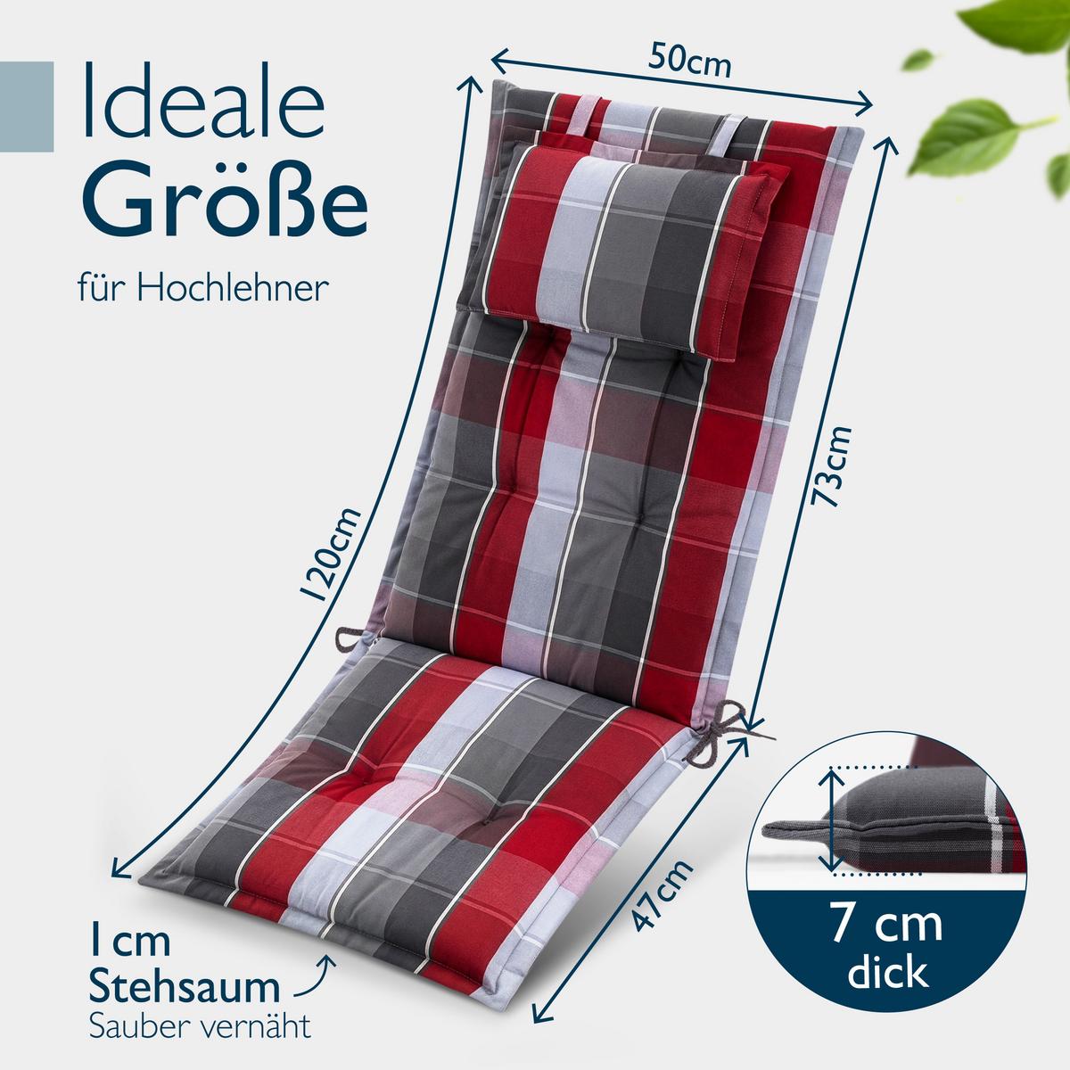 HOCHLEHNER Highlux HL 120x52x7cm Grau-Rot-Hellblau-Kariert (4tlg) - Hellblau, Textil (52/120cm) - Beautissu 