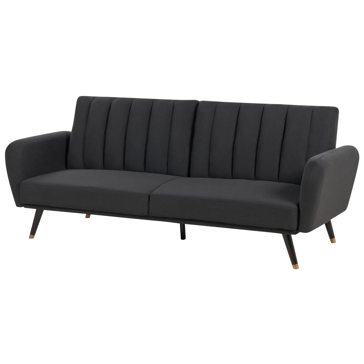3-SITZER-SCHLAFSOFA Samtstoff schwarz Vimmerby - Schwarz, Textil (212/90/80cm) - Beliani
