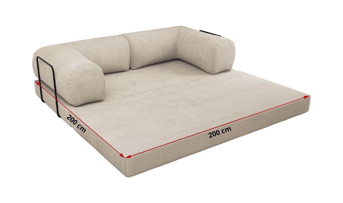 3-SITZER SOFA ORSETTO - Creme Cord - Creme/Schwarz, Textil/Metall (200/70/100cm) - MKS