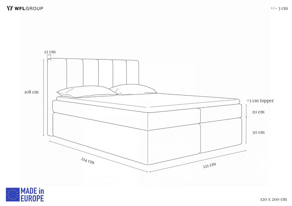 BOXBETT Amira mit Bettkasten, Samt Beige 120/200 cm – 7-Zonen Taschenfederkern-Matratze & Komfortschaum-Topper - Ecru/Beige, Holz/Holzwerkstoff (120/200cm) - WFL GROUP