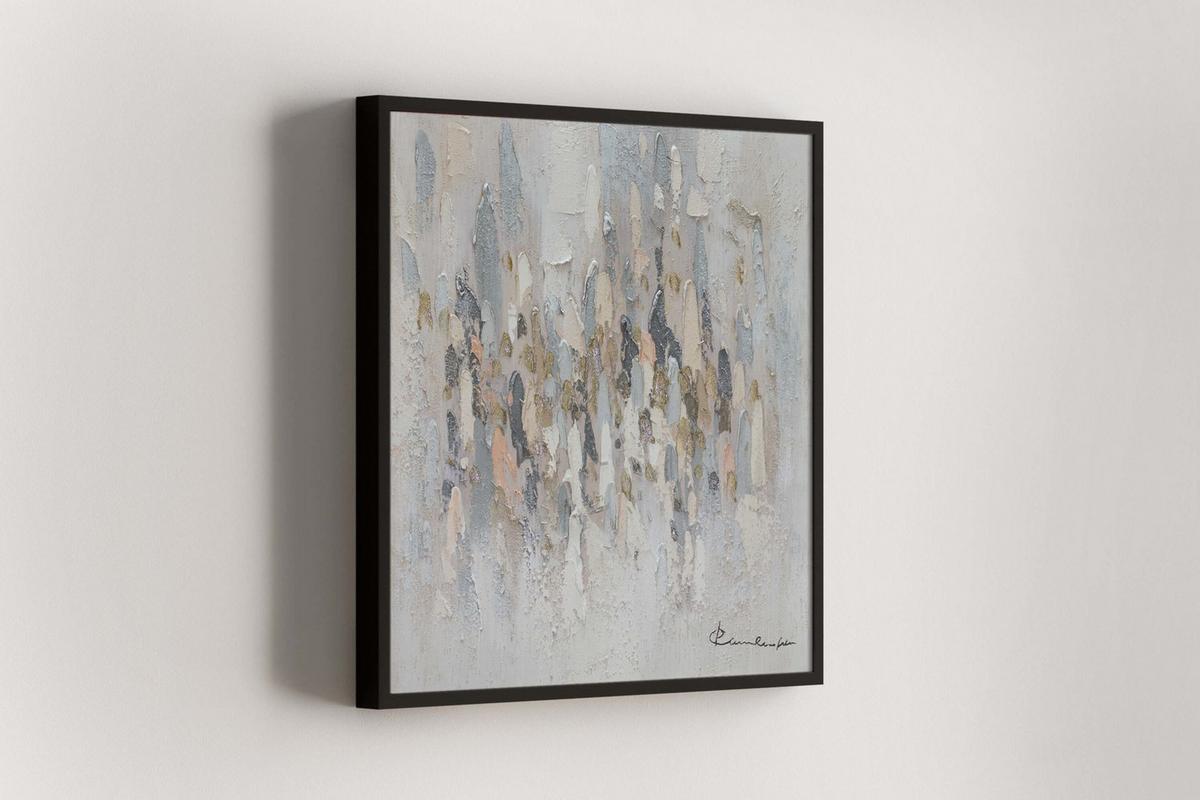 ACRYLBILD HANDGEMALT 60/60 cm - Beige/Grau, Holz/Textil (60/60cm) - KUNSTLOFT