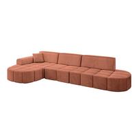 ECKSOFA Ottomane Links LIVO-L2 - 337x173x79,5 cm Apricot - Koralle, Holzwerkstoff/Textil (337/173cm) - ALTDECOR