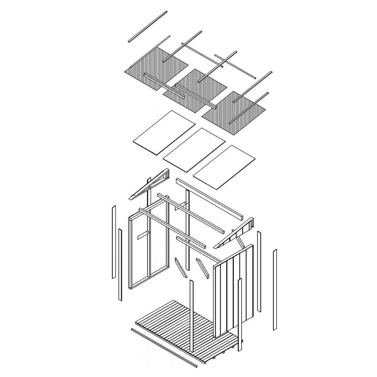 BRENNHOLZLAGER 2,54 m², Kaminholzunterstand mit ~4,4 m³ Lagerkapazität - Hellgrau, Holz (118/220/215cm) - Timbela