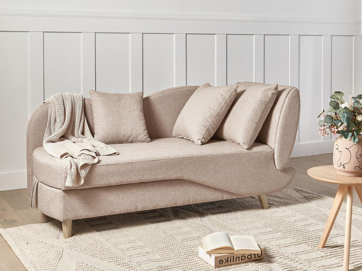 CHAISELONGUE-RECHTSSEITIGE Braun Meri - Hellbraun, Textil (155/76/69cm) - Beliani