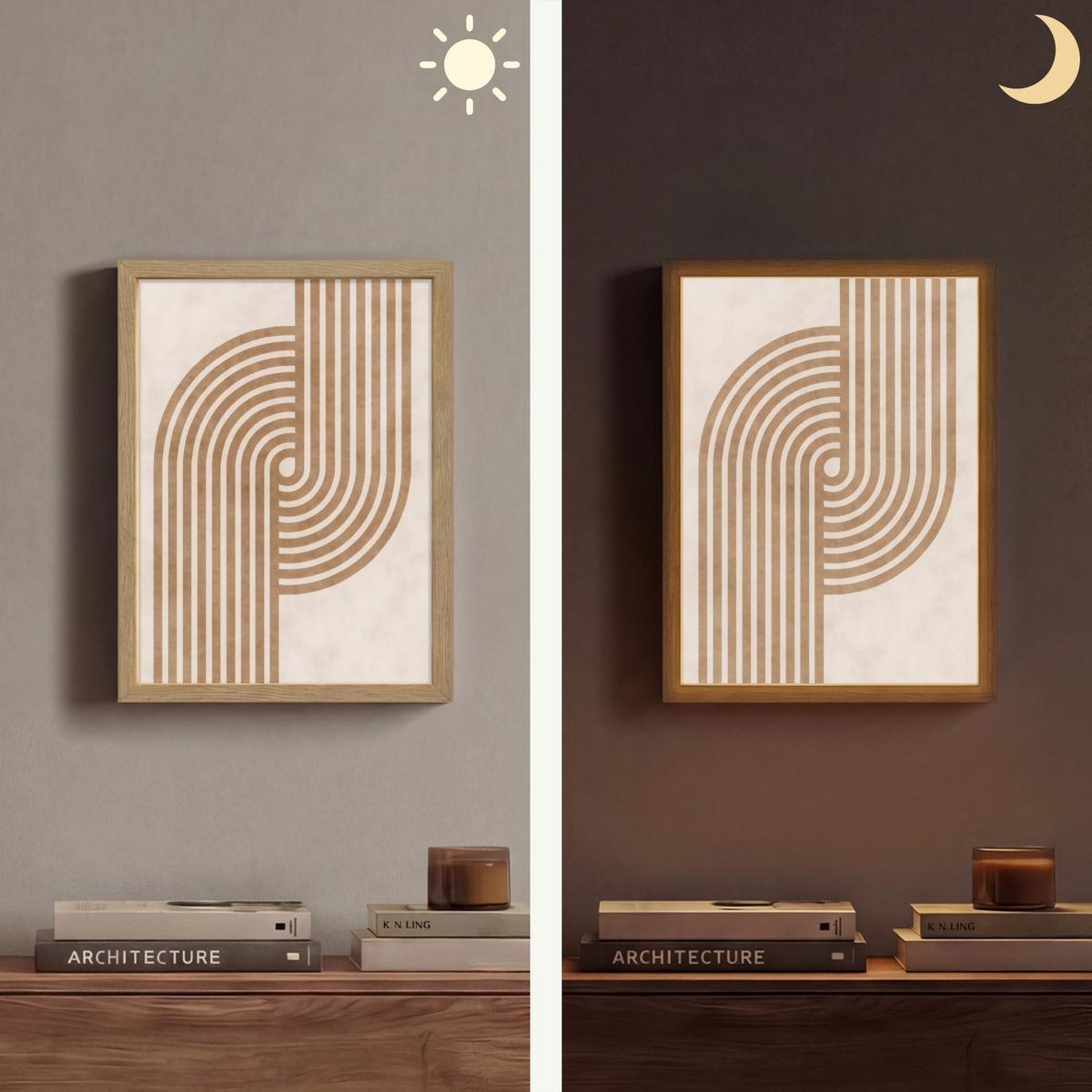 WANDLEUCHTE MIT AKKU Symmetrische Biegung - kupferfarbig 30x40 cm - Beige, Holzwerkstoff (30/40/8cm) - OnlyWow