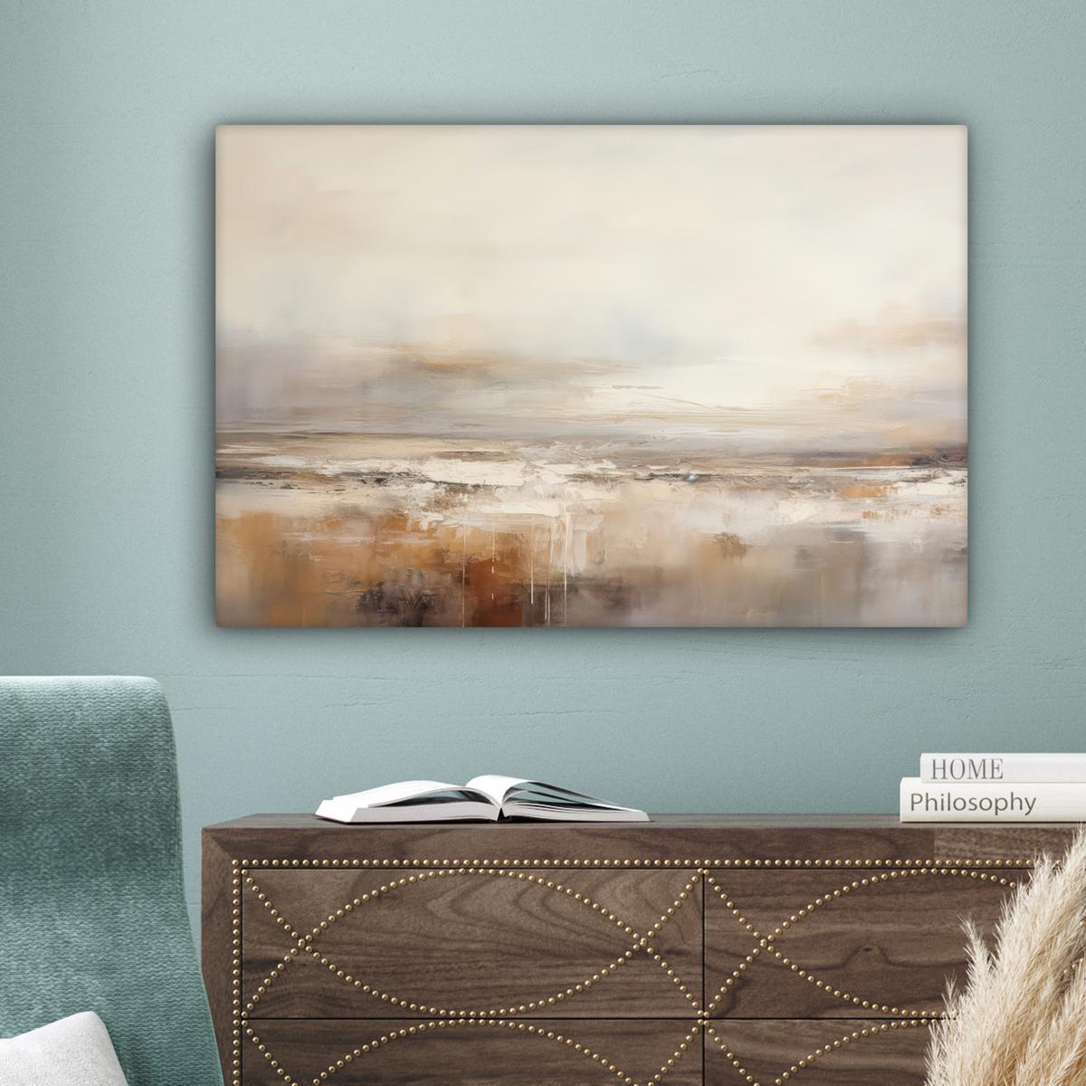 LEINWANDBILD Kunst - Industriell - Grau - Braun - Abstrakt Gemälde 60x40 cm - Sandfarben, Textil (60/40cm) - MuchoWow