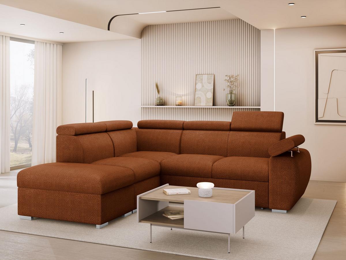 ECKSOFA Boston 2RR1P, Seite: Links PUFAP+R+1P(65)+2R - Silberfarben/Bronzefarben, Holz/Textil (260/230cm) - MIRJAN24