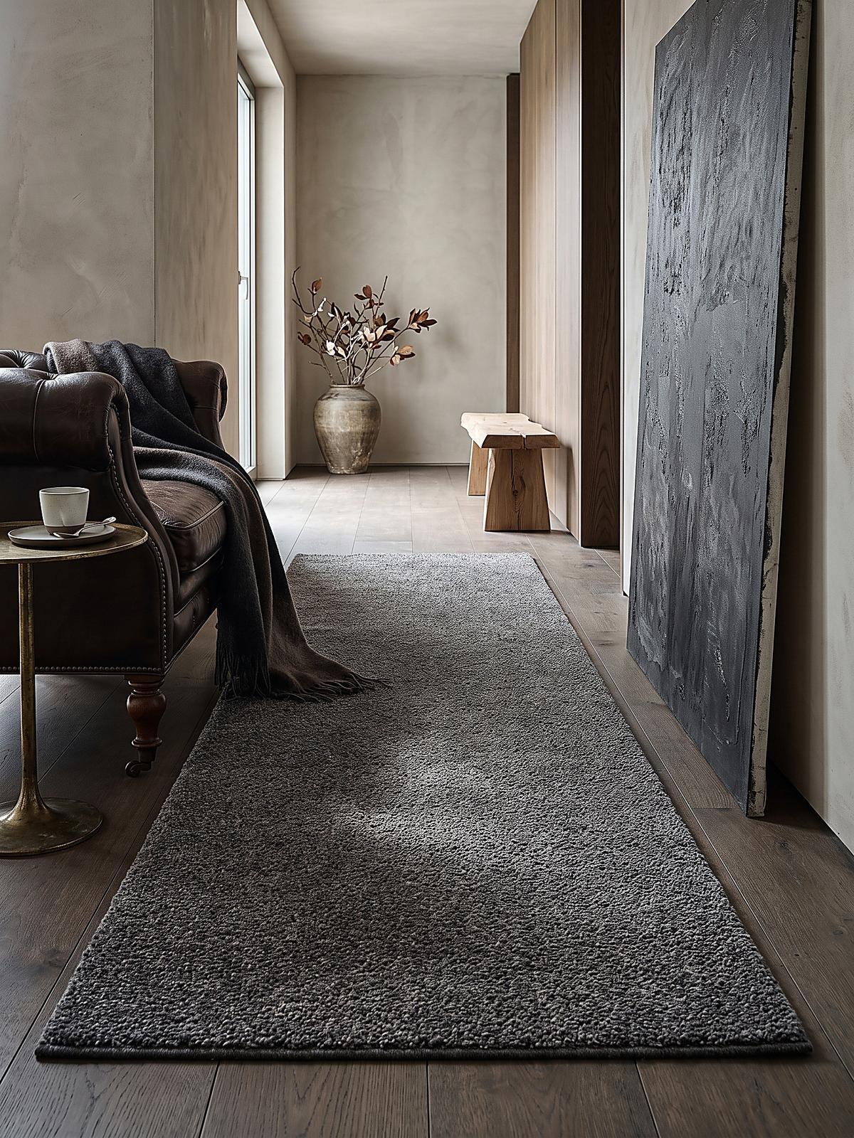 TEPPICH Hochflor ZINAL Uni Polyester Grau 80 x 150 cm - Grau, Textil (80/150cm) - KADIMA DESIGN