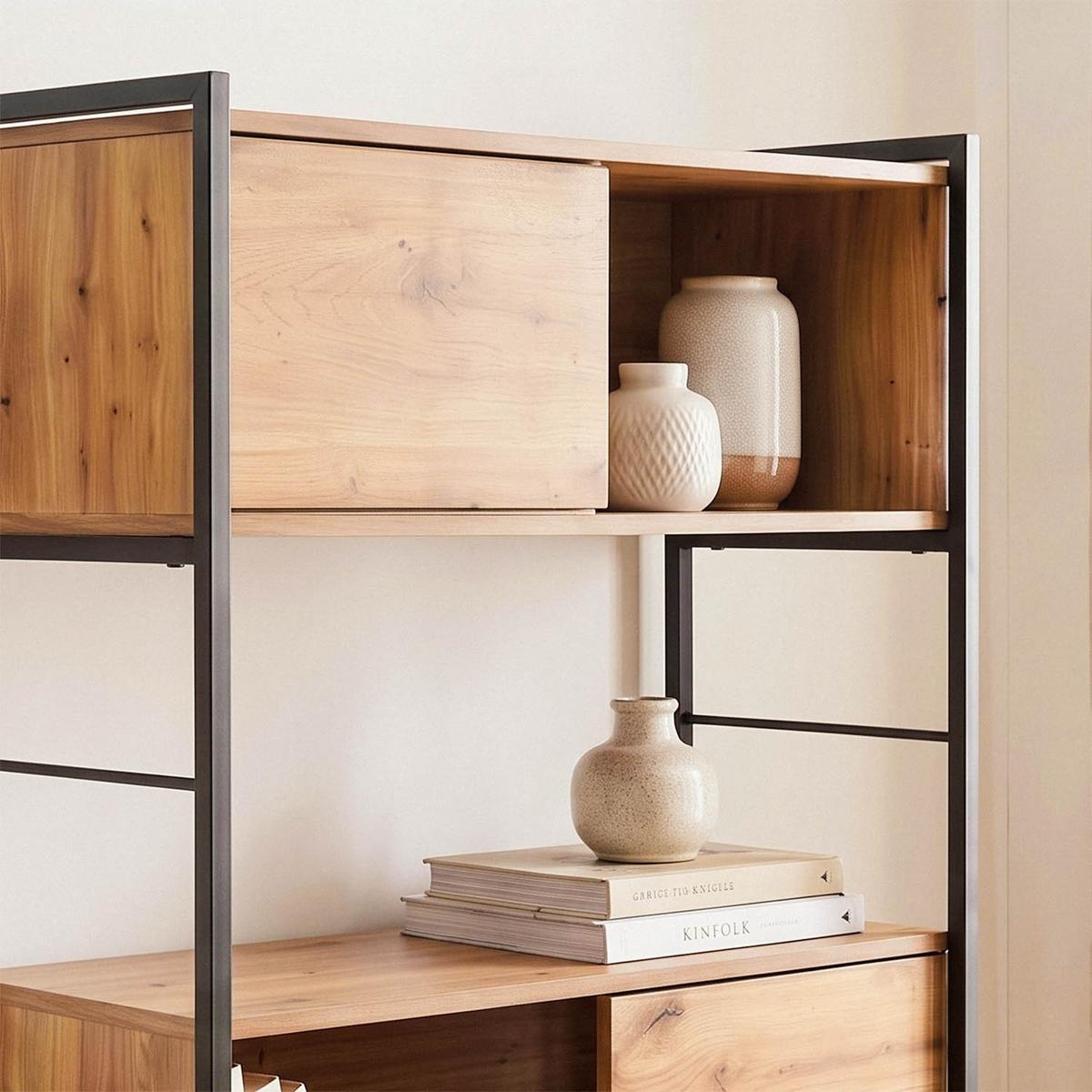 BÜCHERREGAL mit 3 Schiebetüren 40/196,5/80 cm - Eschefarben, Holzwerkstoff (40/196.5/49cm) - Calicosy