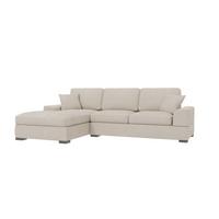 ECKSOFA Saga Beige Cord - Beige/Schwarz, Holz/Buchenholz (306/184cm) - S-Style Möbel