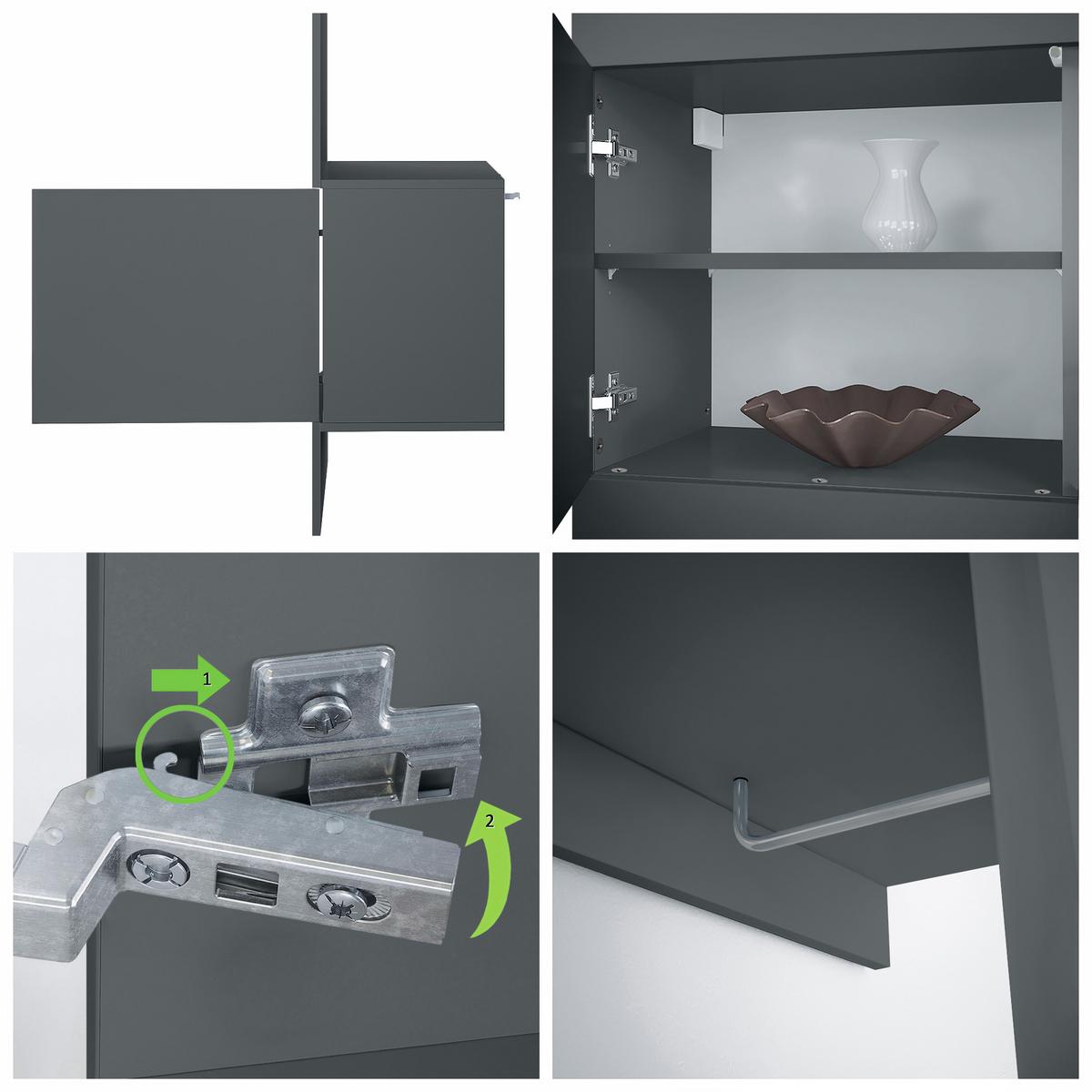 GARDEROBE Carlton Anthrazit matt - Anthrazit, Holzwerkstoff (52/193/35cm) - Vladon
