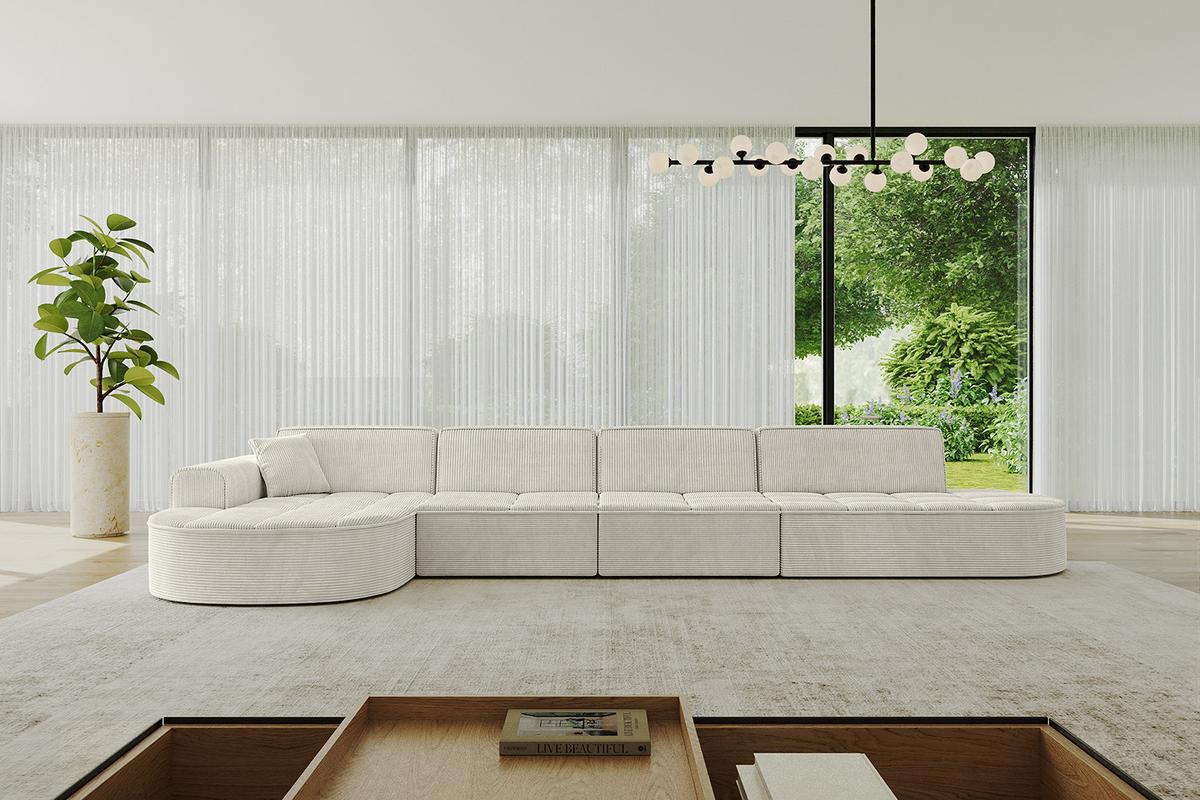 ECKSOFA Ottomane Links TARO-L3 - 413x171x79,5 cm Creme - Hellgrau/Creme, Holzwerkstoff/Textil (413/171cm) - ALTDECOR