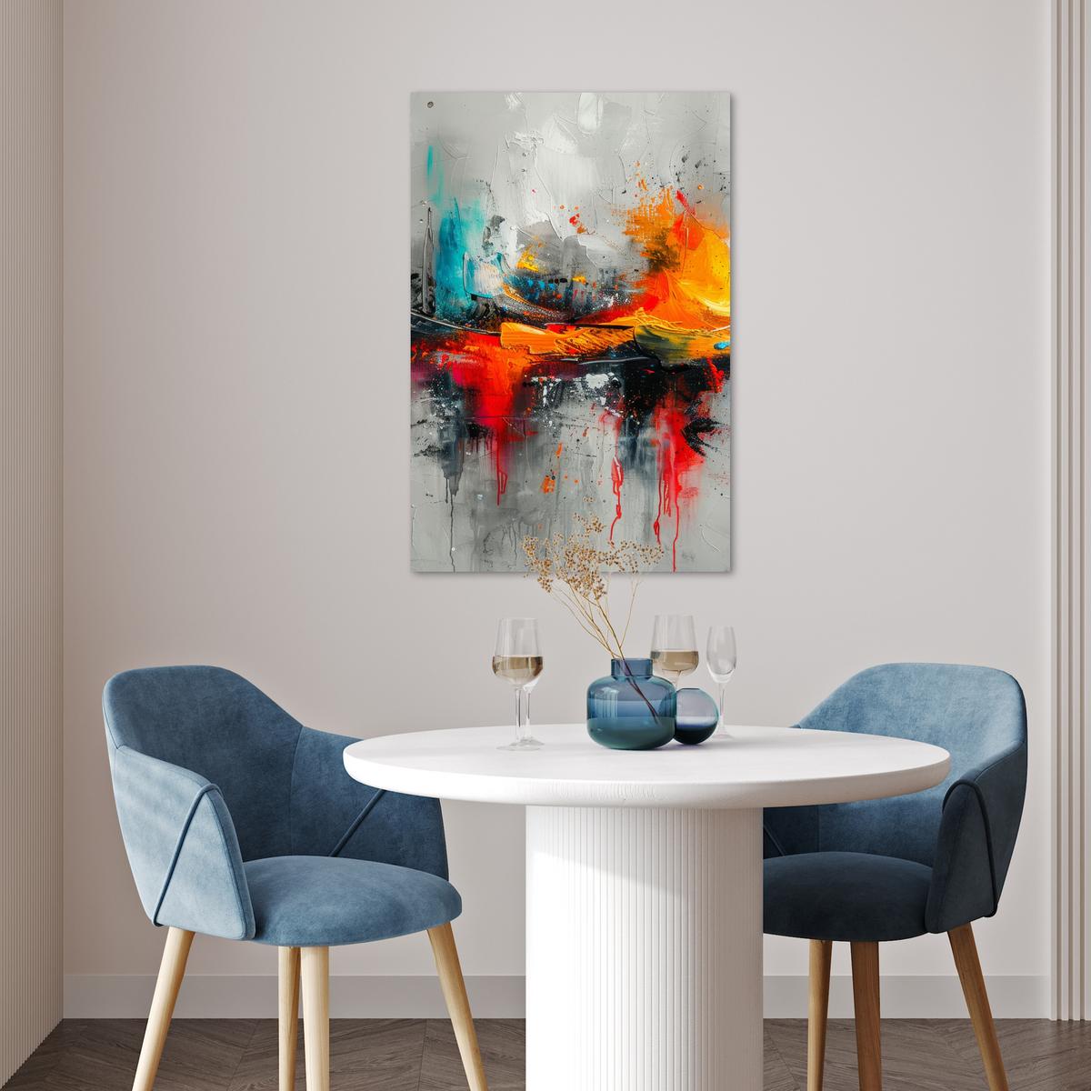 POSTER Moderne Kunst - Orange - Grau - Abstrakt Wanddeko 40x60 cm - Hellgrau, Papier (40/60/0.1cm) - MuchoWow
