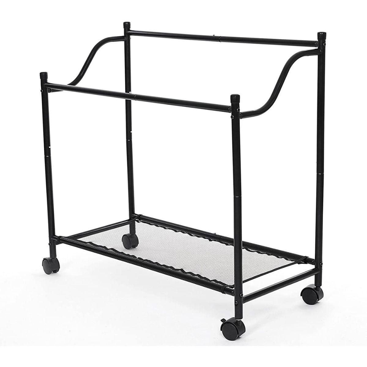 WÄSCHEKORB mit 4 abnehmbaren schwarzen Taschen auf Rädern - L87,5 cm - Grau, Metall (81/38.5/41.5cm) - Calicosy