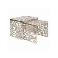 COUCHTISCHE 2er-Set INDRE, Aluminium, handgefertigt, Silber, 50 x 40 x 40 cm - Silberfarben, Metall (40/50/40cm) - KADIMA DESIGN