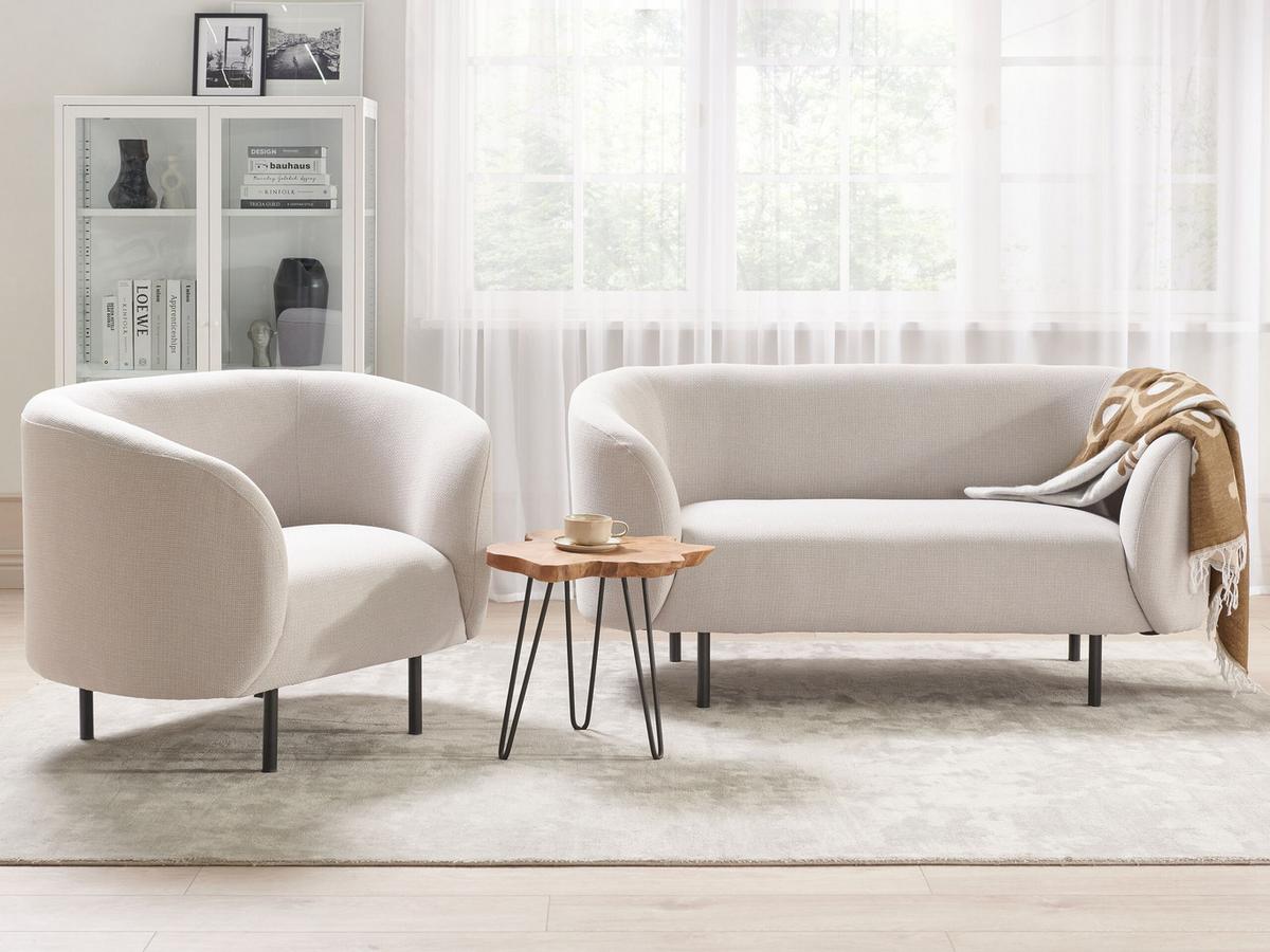 3-SITZER SOFA SET Polsterbezug beige/schwarz Loen - Beige/Schwarz, Textil (155/79/70cm) - Beliani