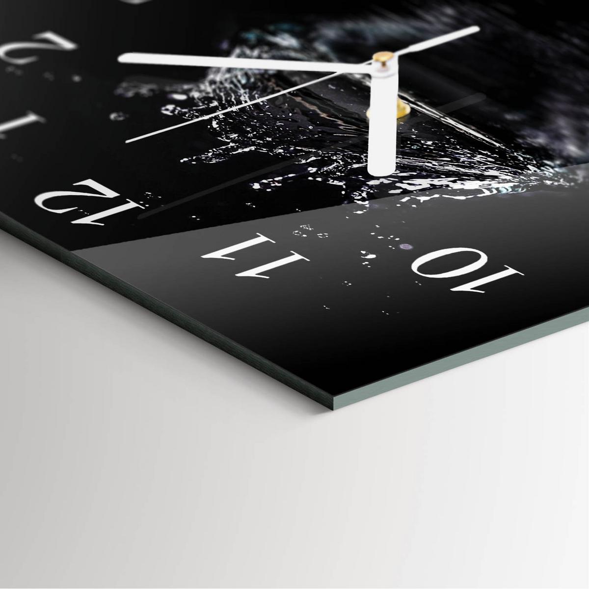 WANDUHR aus Glas 30x30 cm - Wasser - Schwarz, Glas (30/30/0.4cm) - TULUP