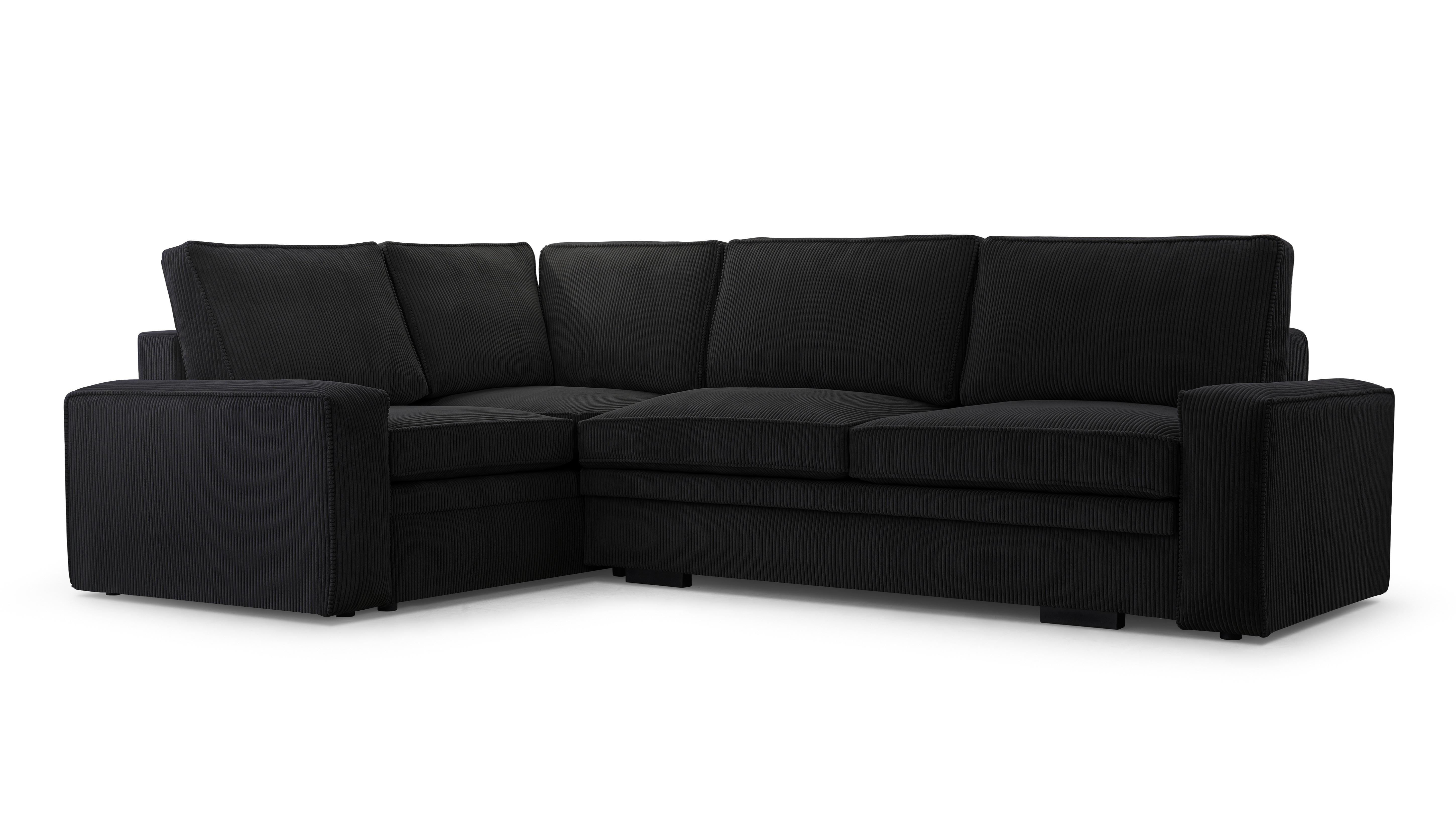 ECKSOFA L Form Treville Schwarz 296/196/94 cm –Links, mit Bettkasten und Schlaffunktion - Schwarz, Kunststoff/Textil (196/296cm) - AX Living