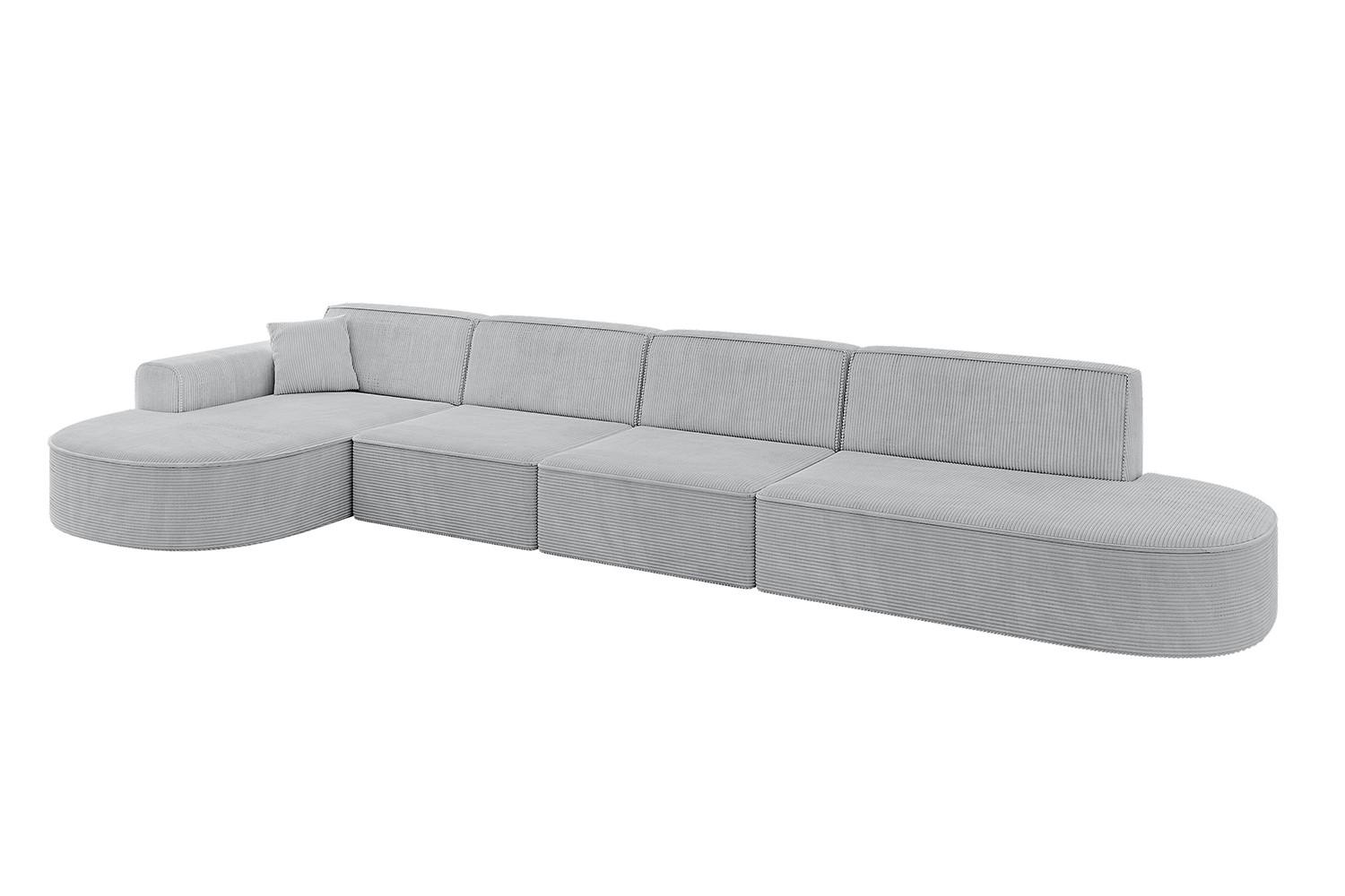 ECKSOFA Ottomane Links MARI-L3 - 413x171x79 cm Grau Cord - Schwarz/Grau, Holzwerkstoff/Kunststoff (165/406cm) - ALTDECOR