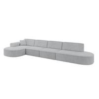 ECKSOFA Ottomane Links MARI-L3 - 413x171x79 cm Grau Cord - Schwarz/Grau, Holzwerkstoff/Kunststoff (165/406cm) - ALTDECOR
