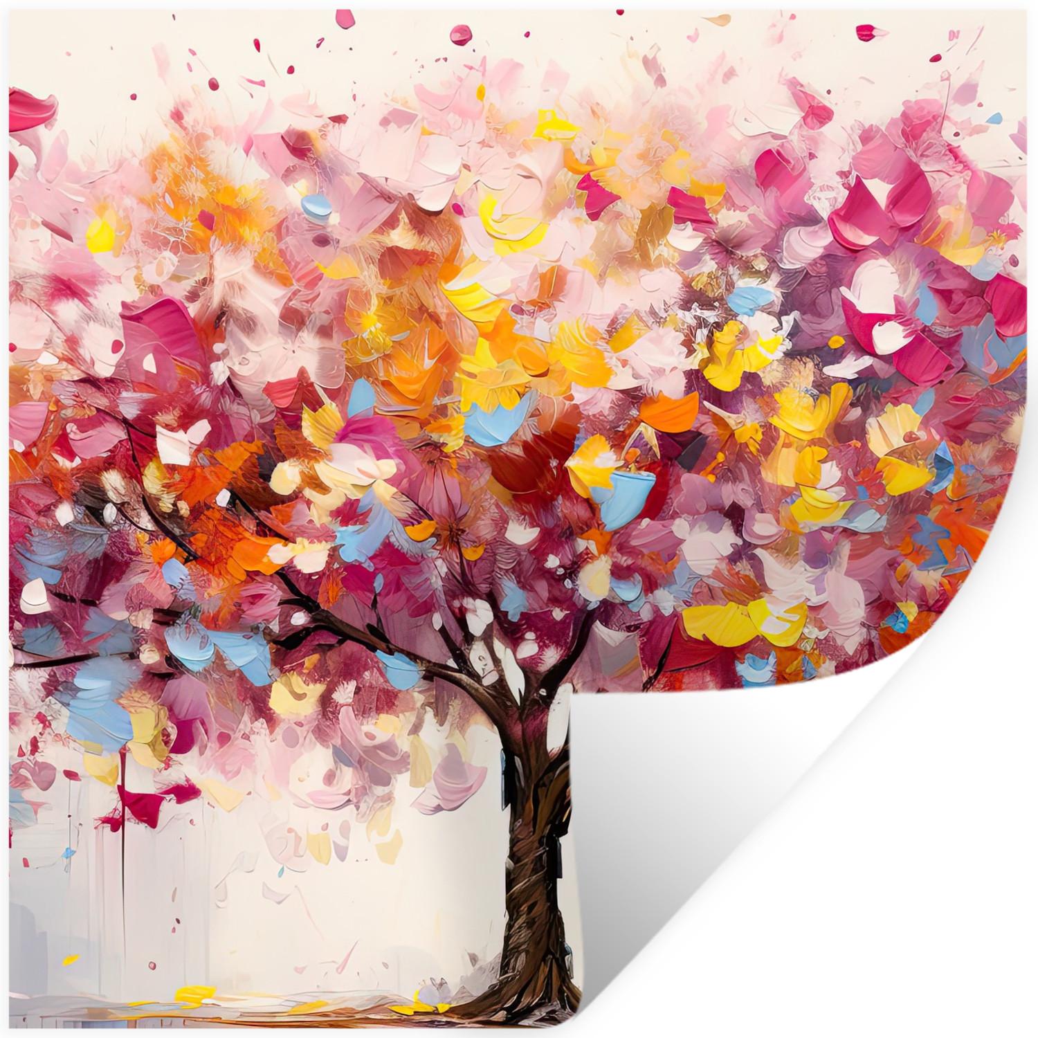 WANDTATTOO Aquarell - Baum - Kunst - Abstrakt Wanddeko 50x50 cm - Multicolor, Kunststoff (50/50/0.1cm) - MuchoWow