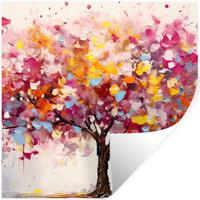 WANDTATTOO Aquarell - Baum - Kunst - Abstrakt Wanddeko 50x50 cm - Multicolor, Kunststoff (50/50/0.1cm) - MuchoWow