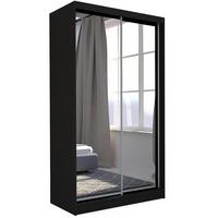 SCHWEBETÜRENSCHRANK Debra 150/216/61 schwarz mit Spiegel - Schwarz, Holzwerkstoff (150/216/61cm) - Beautysofa