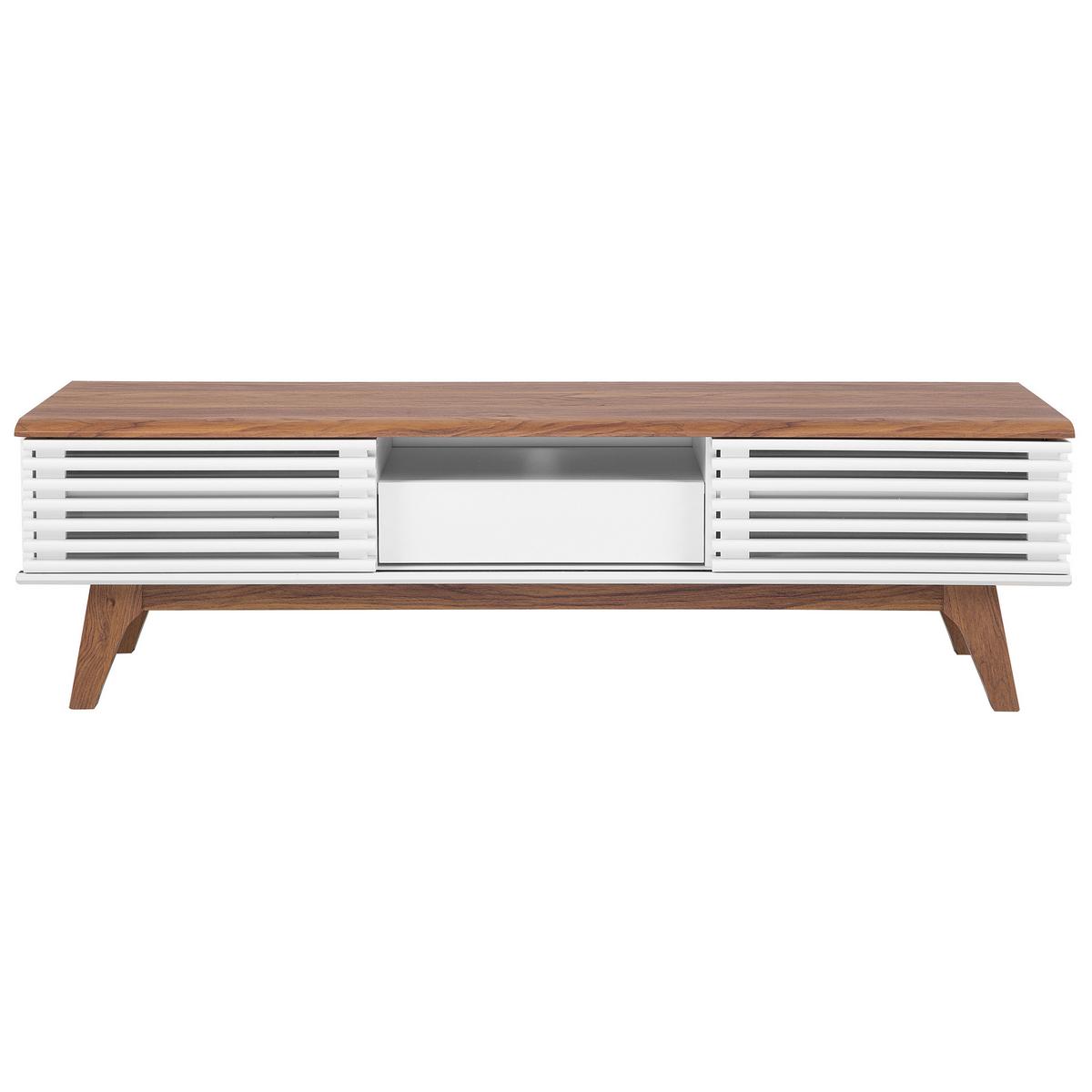 TV-MÖBEL Dunkelbraun, Weiß DETROIT 35/149/44 cm - Dunkelbraun, Holzwerkstoff (149/44/35cm) - Beliani