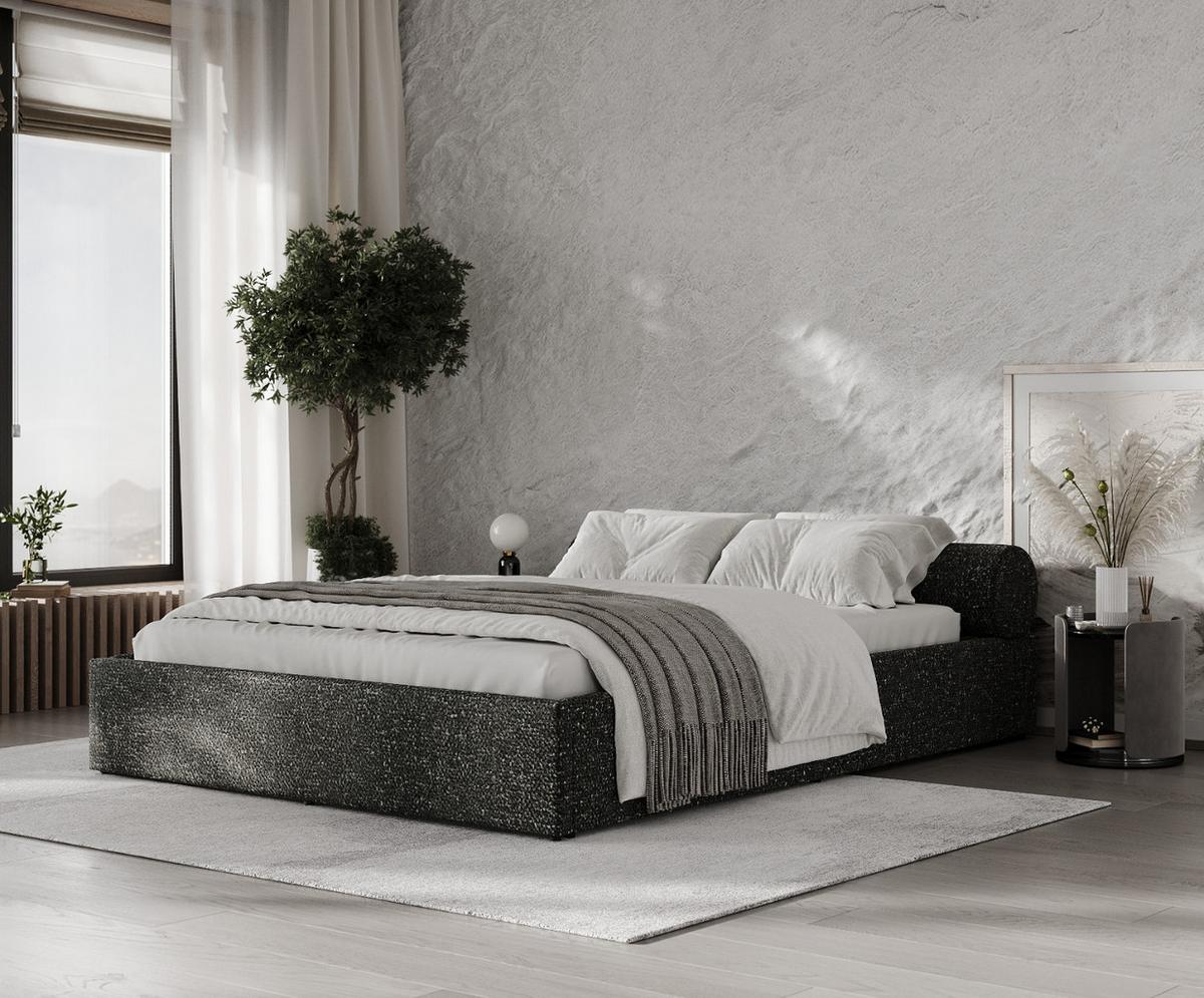 POLSTERBETT Solvo mit Stauraum 160/200 cm Schwarz im Blur Stoff - Schwarz/Naturfarben, Holz/Holzwerkstoff (160/200cm) - AltaBeds