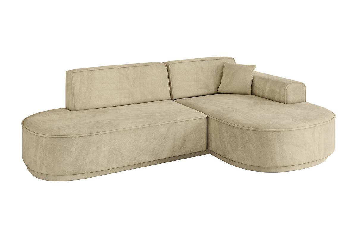 ECKSOFA Ottomane Rechts MARI-L1-v3 - 243x171x83 cm Beige Velours - Beige/Schwarz, Holzwerkstoff/Kunststoff (171/243cm) - ALTDECOR