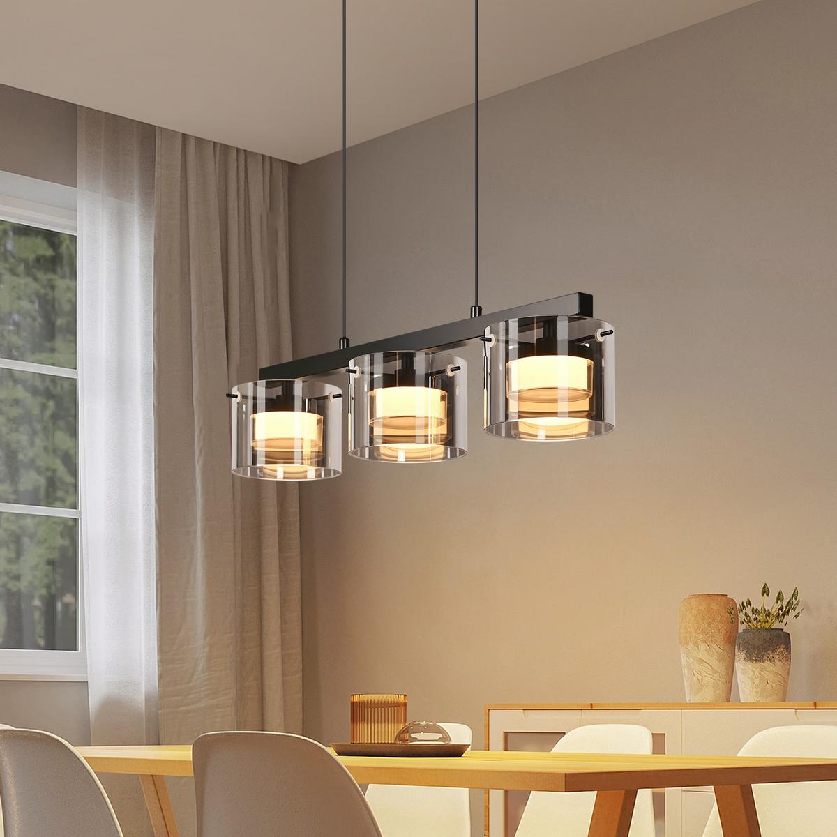 PENDELLEUCHTE Anvel 52/12/157 cm - Schwarz, Glas/Metall (52/12/157cm) - ZMH