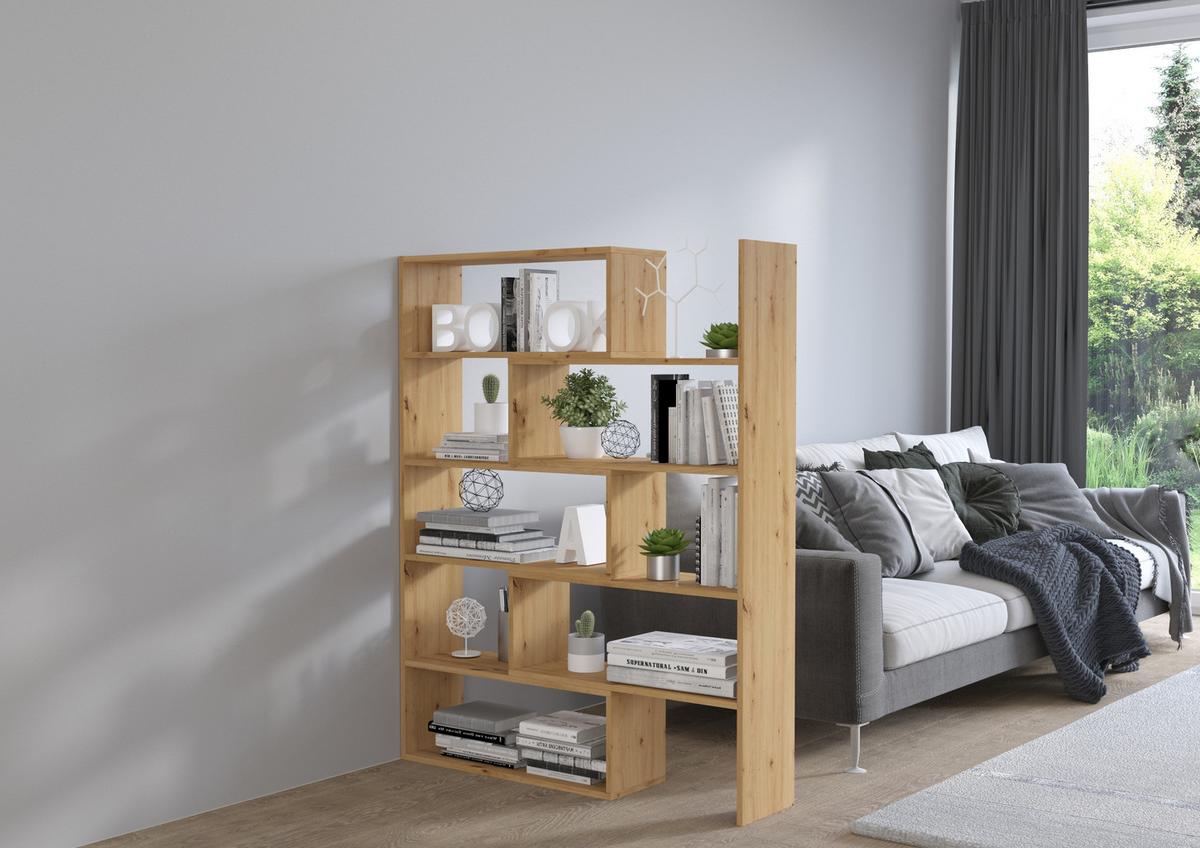 BÜCHERREGAL LORIS 72,5x24x138 cm, Regal Eiche Artisan - Eiche Artisan, Holzwerkstoff (72.5/138/24cm) - MASSENO