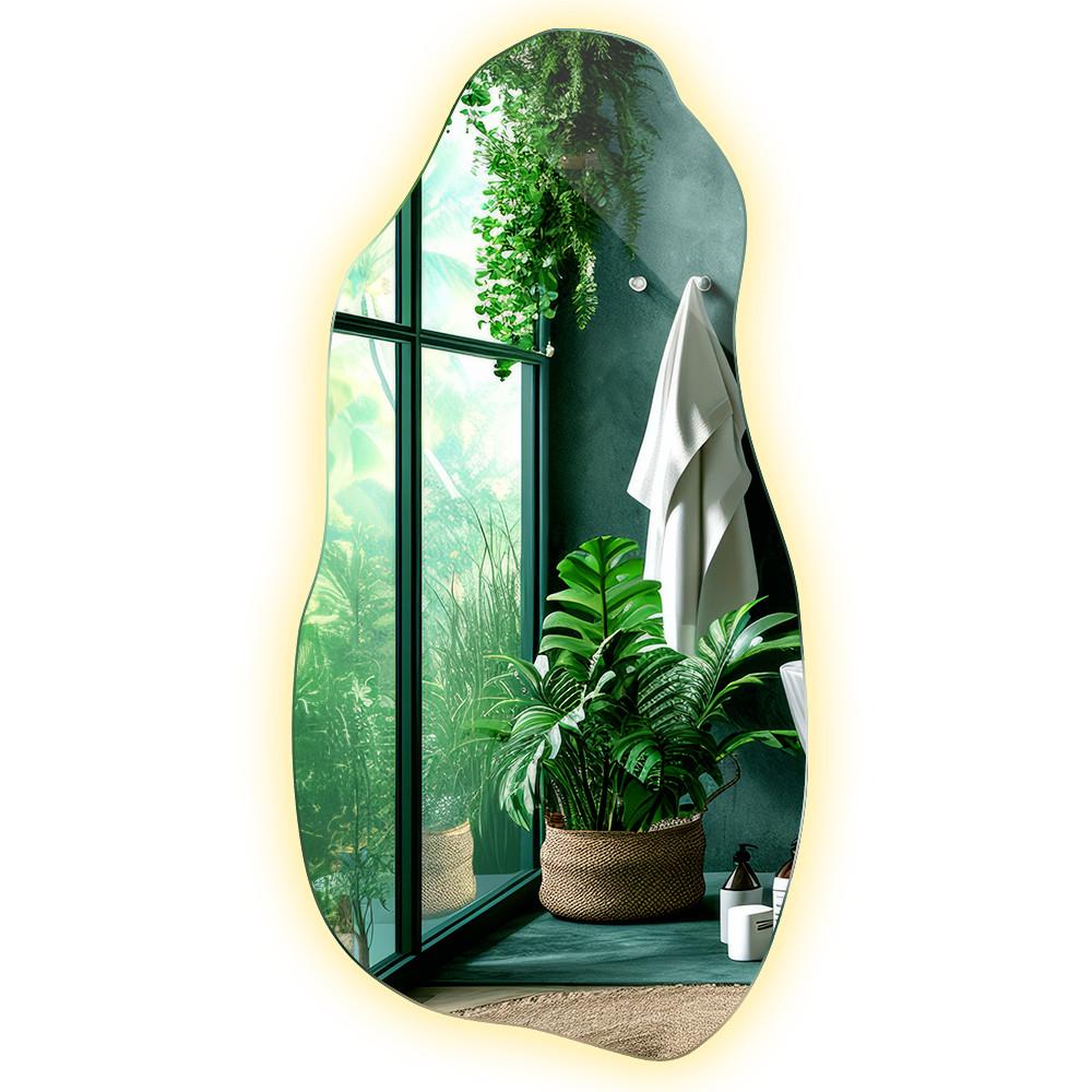 LED-SPIEGEL 50x100 cm Warmweiß 3000K - Gelb, Glas (100/50/0.4cm) - TULUP