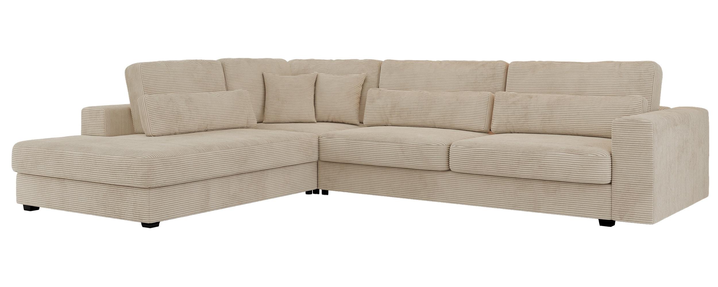 ECKSOFA Savona Beige Cord - links - Beige/Schwarz, Kunststoff/Textil (316/249cm) - MKS