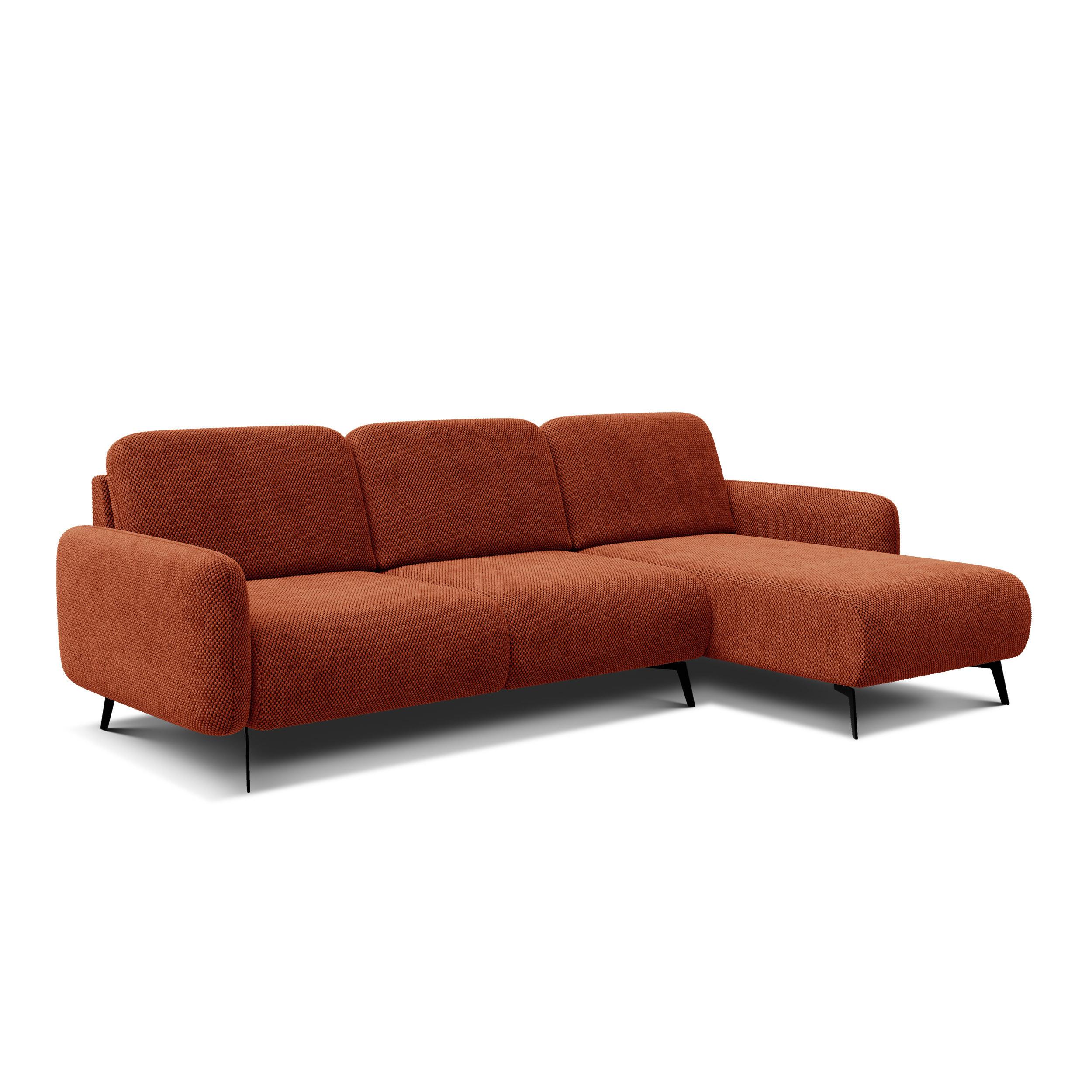 ECKSOFA FEBE 4-Sitzer rechts, dunkelorange - Dunkelorange/Schwarz, Holz/Textil (264/157cm) - Wozimo