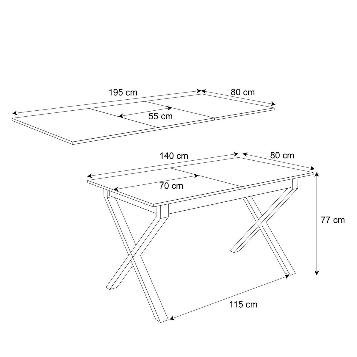 ESSTISCH ARTON GOLD II 140-195 cm für 6-8 Personen - Goldfarben/Schwarz, Holzwerkstoff/Metall (140/80/77cm) - Lookway