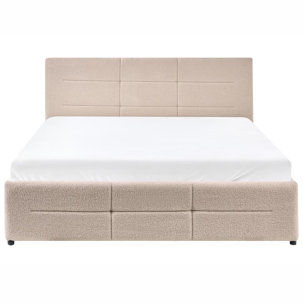 BETT mit Stauraum 140/200 cm Bouclé Beige Massognes - Beige, Textil (140/200cm) - Beliani