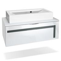 WASCHBECKENUNTERSCHRANK Aloha Absetzungen in Grau Hochglanz - Grau, Holzwerkstoff (96/36/51cm) - Vladon