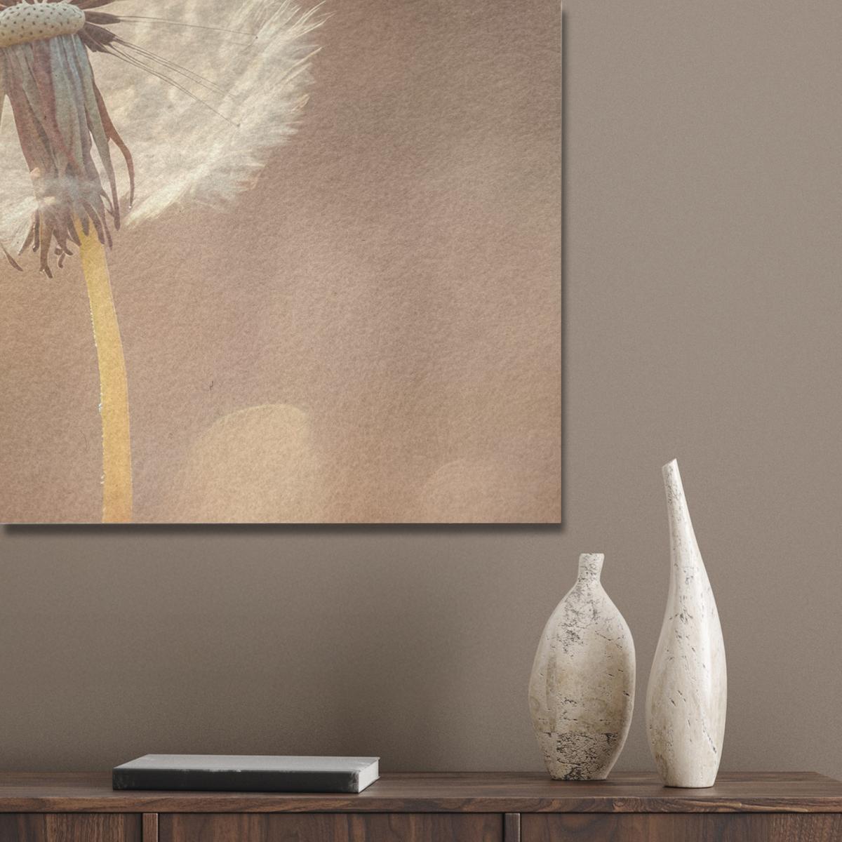 AKUSTIKBILD Löwenzahn - Beige - Natur - Blume Gemälde 80x60 cm - Hellbraun, Kunststoff (80/60/0.9cm) - MuchoWow