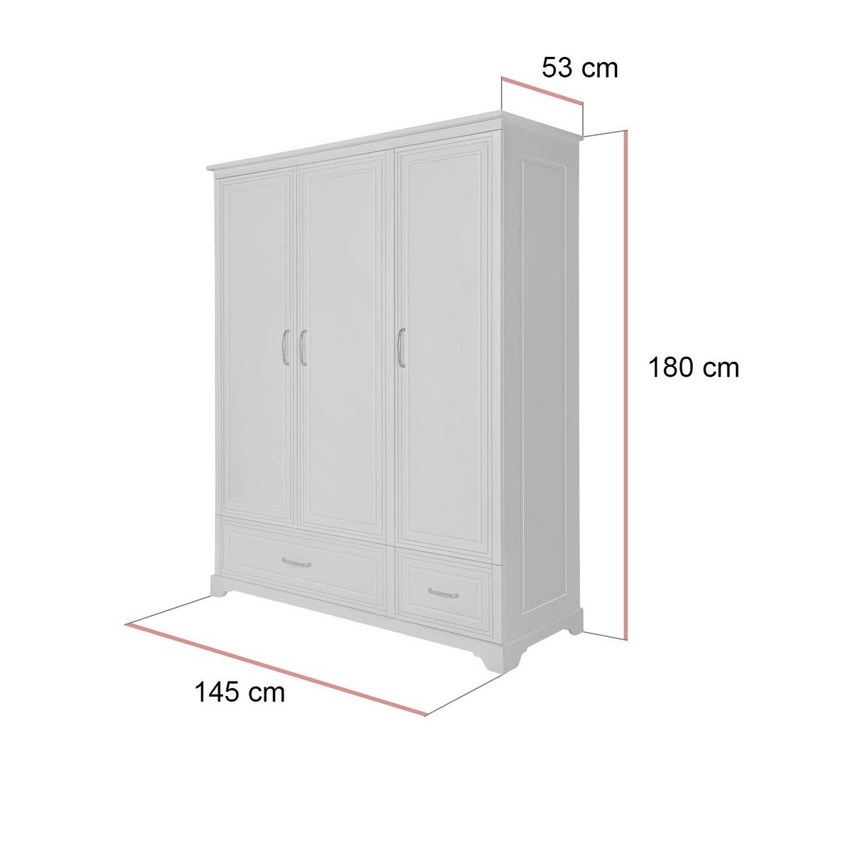 KLEIDERSCHRANK TWINKLE für das Kinderzimmer Weiß matt - Weiß, Holzwerkstoff (145/180/53cm) - Lookway