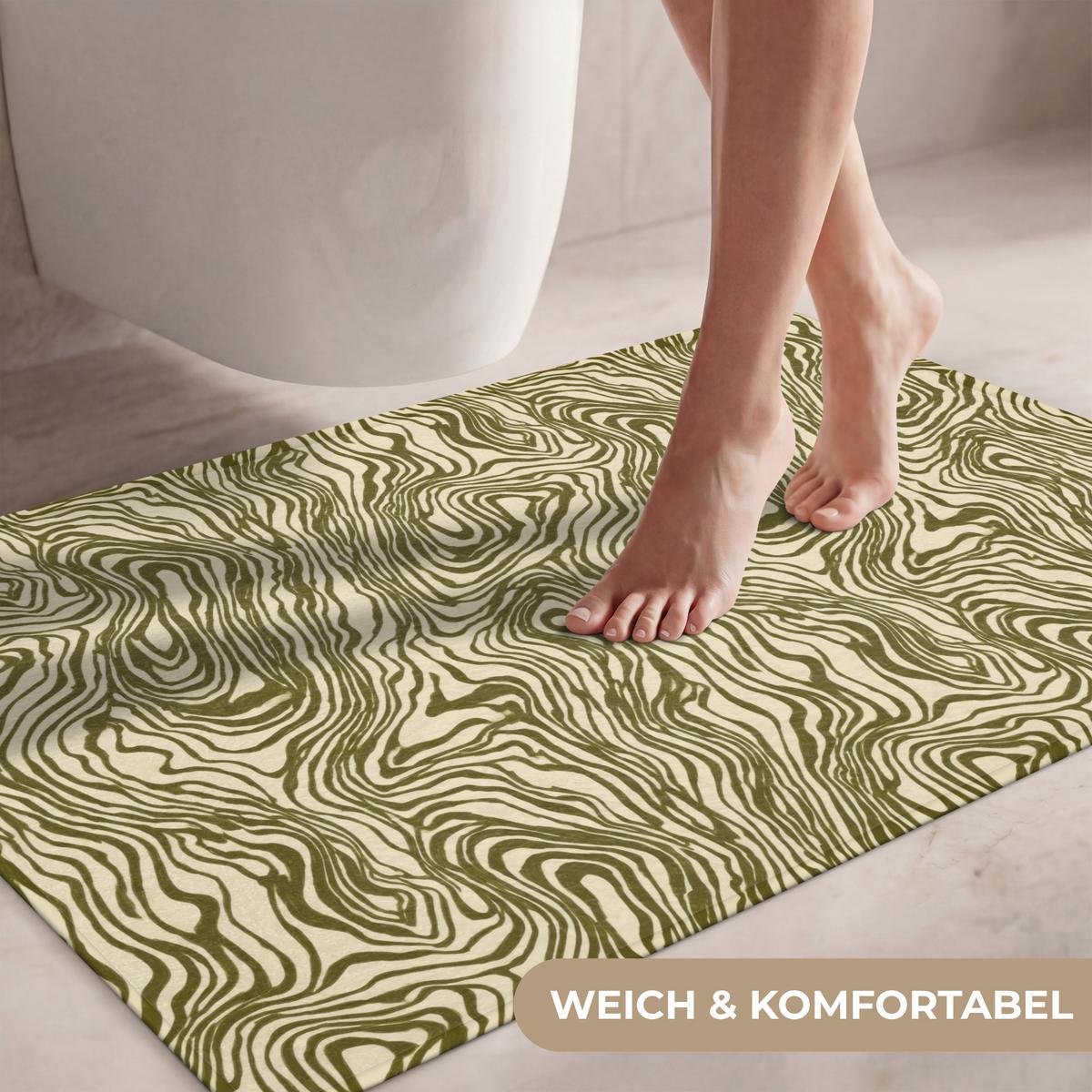 WC-VORLEGER Abstrakt - Marmor - Grün Toilettenteppich 90x60 cm - Dunkelgrün, Textil (90/1cm) - OnlyWow
