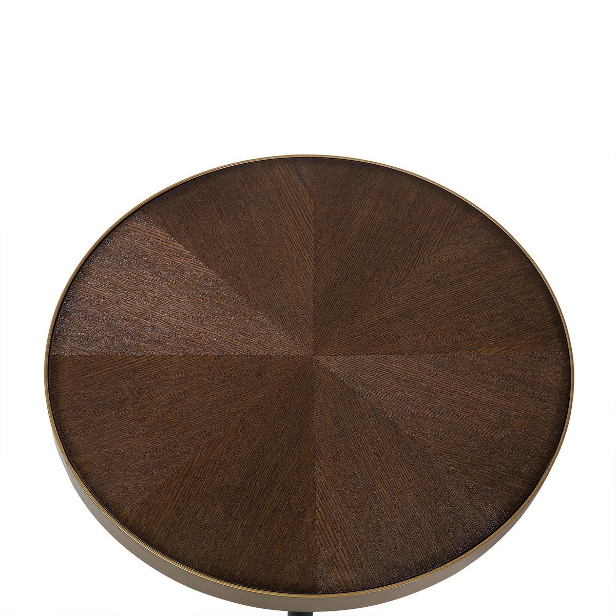 COUCHTISCH dunkler Holzfarbton/gold 61 cm Ramona - Dunkelbraun/Goldfarben, Holzwerkstoff (61/61/45cm) - Beliani