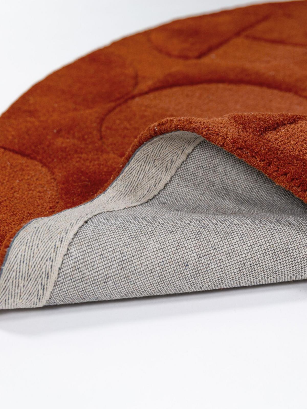 WOLLTEPPICH handgetuftet DEBEN, Kreis-Geometrie, Terrakotta, Ø 160 cm - Orange, Textil (160/160cm) - KADIMA DESIGN