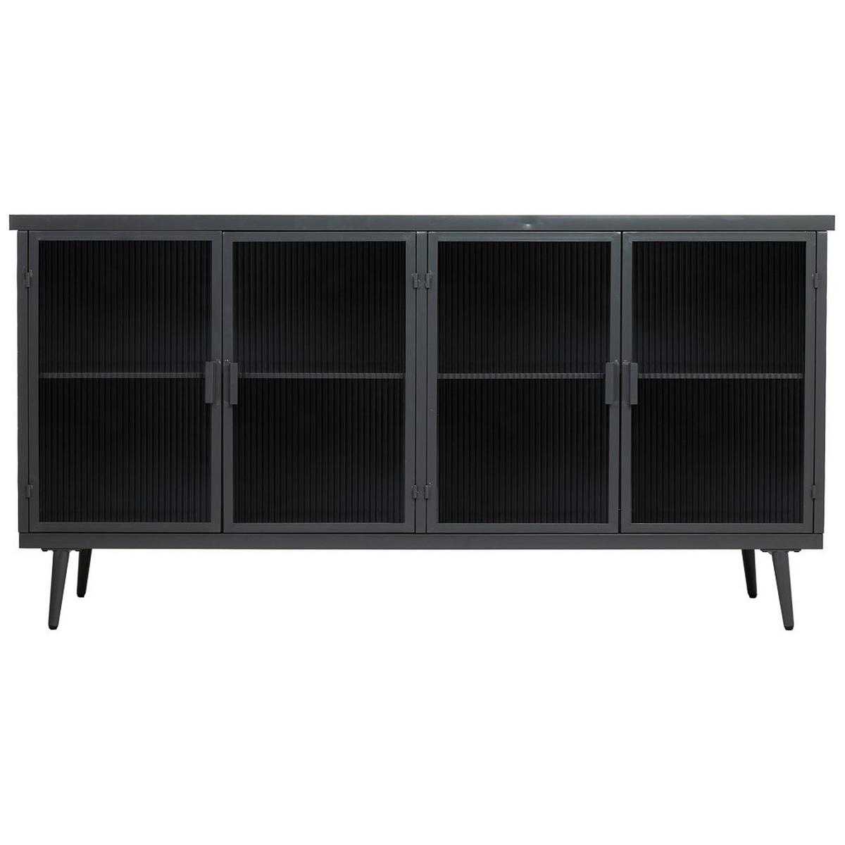 HOLZ-METALLSCHRANK mit Glas 160x36x80 cm - Schwarz, Holz (160/80/36cm) - Wanderlust